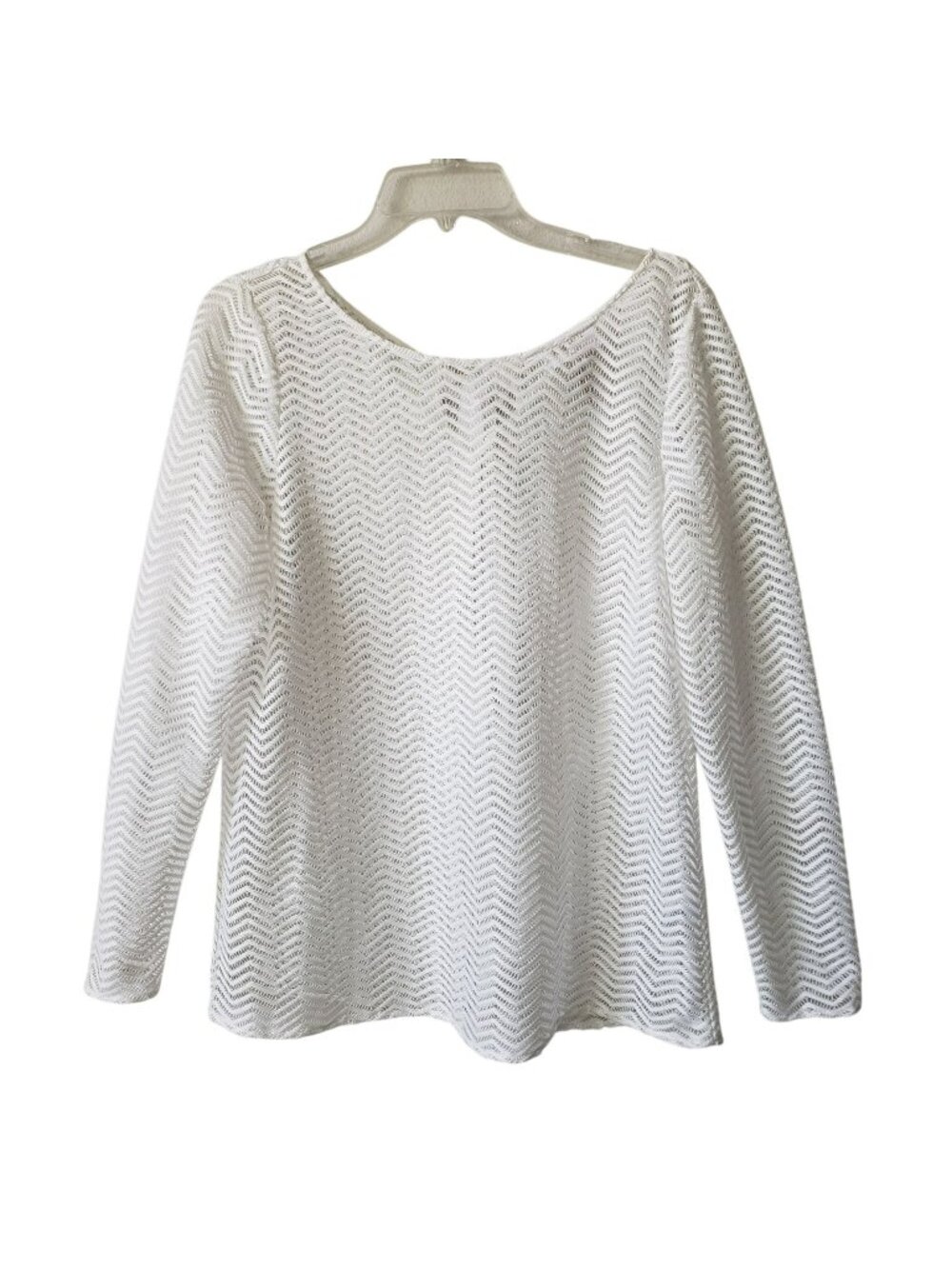 Laundry by Shelli Segal White Sheer Mesh Long Sleeve Swim Beach Top Resort Shirt
